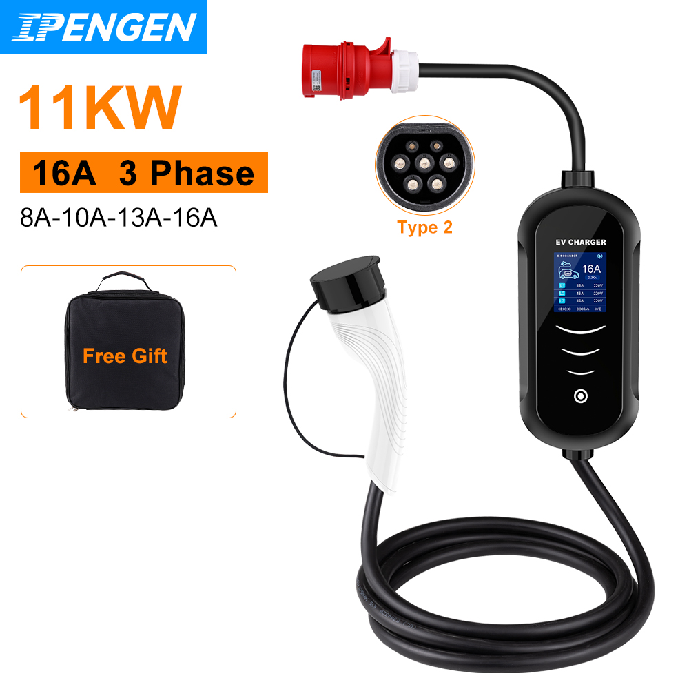 IPENGEN 11KW 16A 3 Phase EV Ch - Portable Ev Charger 32A Type 2 Cee Plug avis et prix